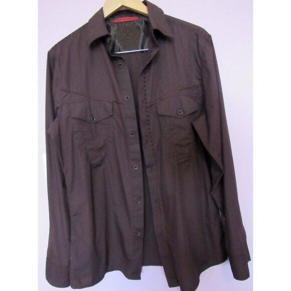 Women's Marithe+Francois Girbaud Blouse, Brown ,sz. M, Cotton - Picture 1 of 6